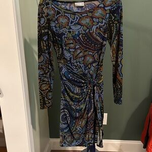 Wallis Blue Black Long Sleeve Sheath Dress